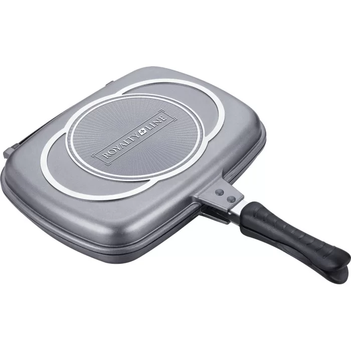 Сковорода гриль двостороння Royalty Line RL-DF28M 28 см Silver